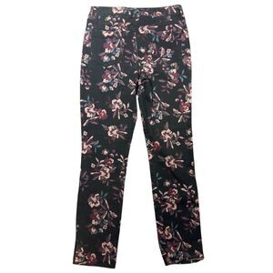 Bandolino Amy Jeans Women's 8 Black Denim Floral Stretch Modern Straight Retro